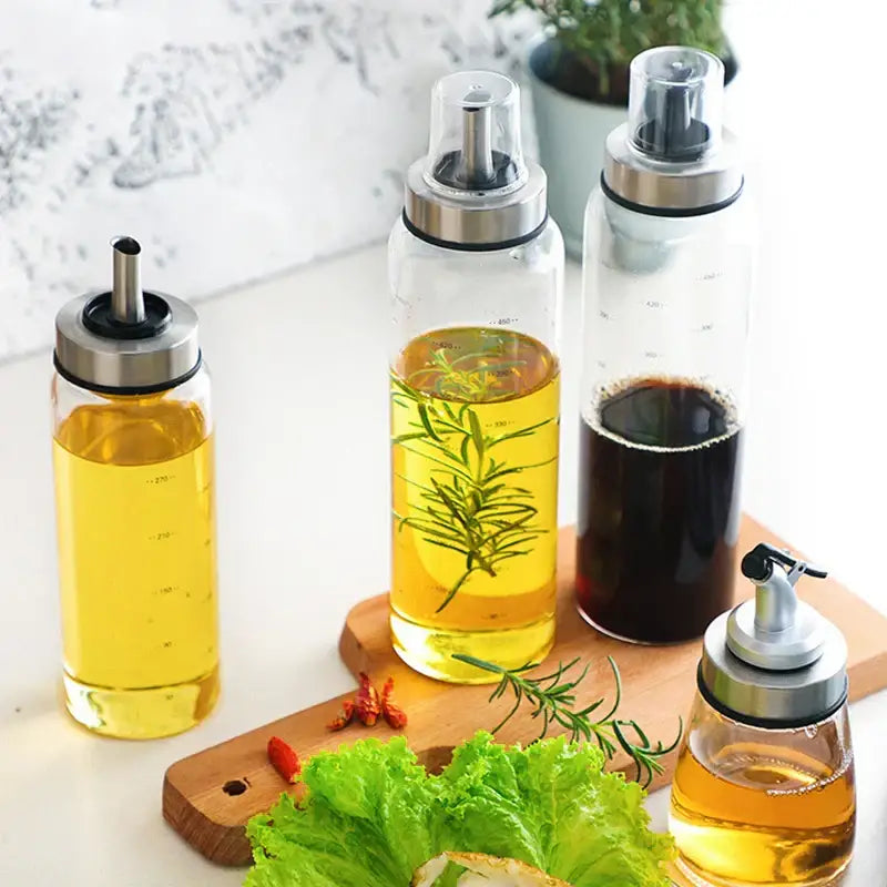 Modern glass seasoning storage bottle set for kitchen organization