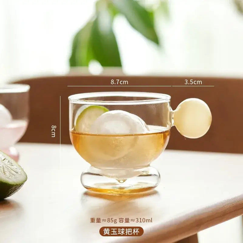 Modern glass spherical handle coffee mug kitchen lemon decor cup