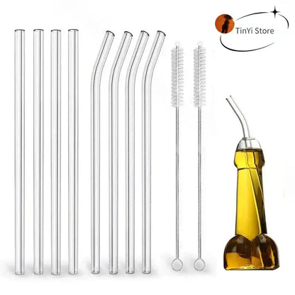 Modern glass straw set with oil dispenser – kitchen & bar accessory