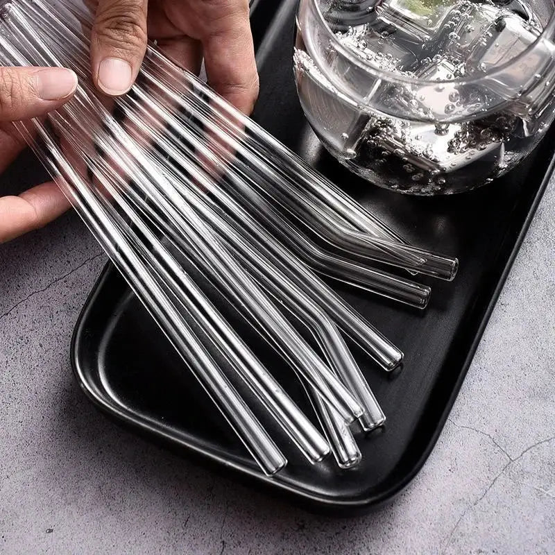 Modern glass straw set with oil dispenser – kitchen & bar accessory