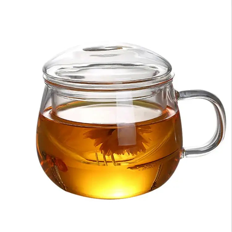 Modern glass tea cup with infuser and lid – kitchen drinkware