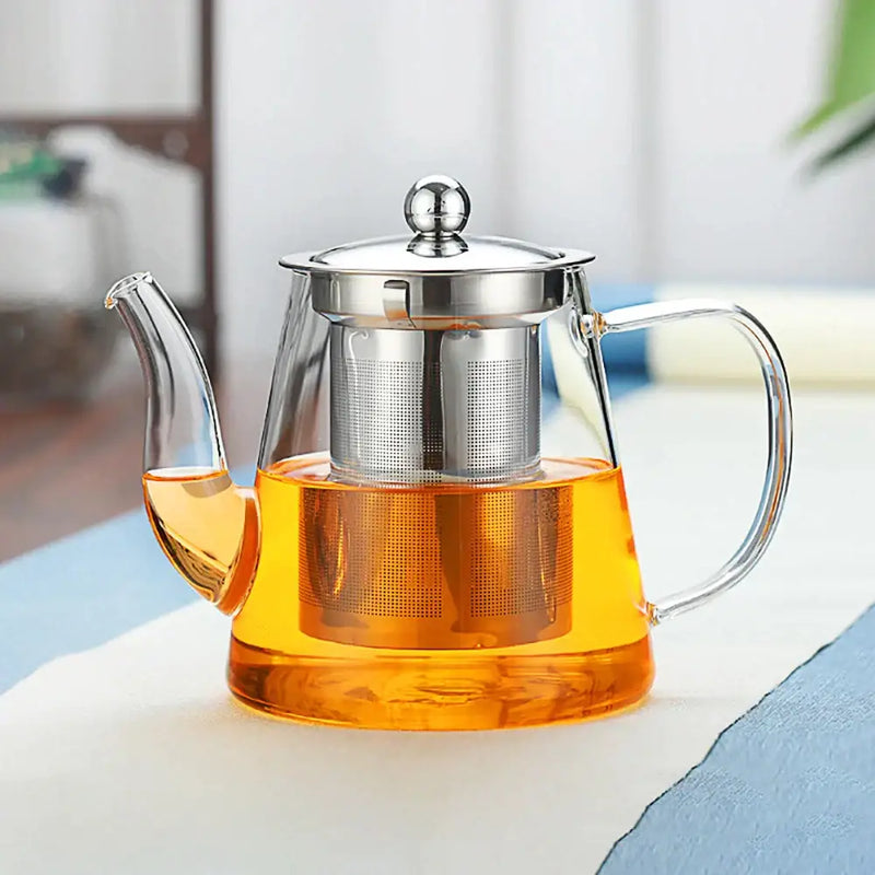 Modern glass tea infuser pot kitchen filtered teapot