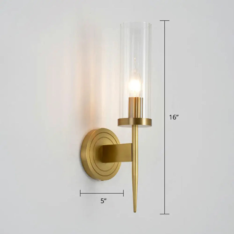 DecorBites™ Modern Glass Tube Wall Sconce with Prismatic Design & Brass Finish for Living Room