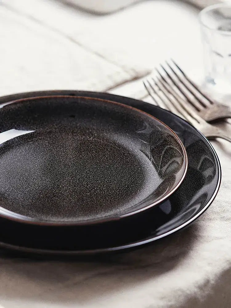 Modern glazed ceramic round plate dining room dish