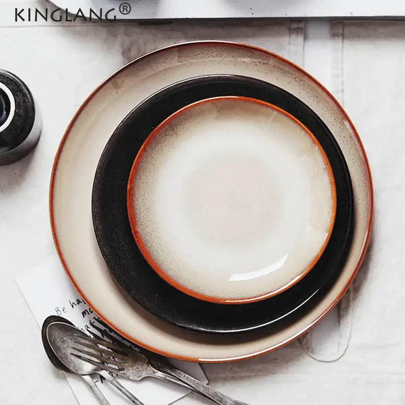 Modern glazed ceramic round plate dining room dish