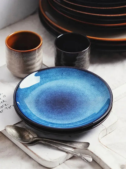 Modern glazed ceramic round plate dining room dish