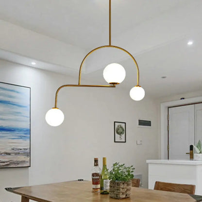 DecorBites™ Modern Global Bedroom Chandelier - White/Yellow Frosted Glass, LED Hanging Light Kit - 3 Bulbs
