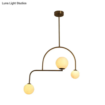 DecorBites™ Modern Global Bedroom Chandelier - White/Yellow Frosted Glass, LED Hanging Light Kit - 3 Bulbs