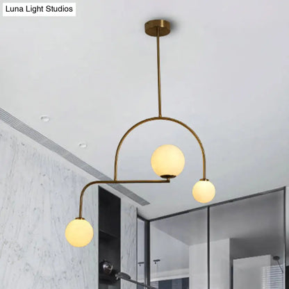 DecorBites™ Modern Global Bedroom Chandelier - White/Yellow Frosted Glass, LED Hanging Light Kit - 3 Bulbs