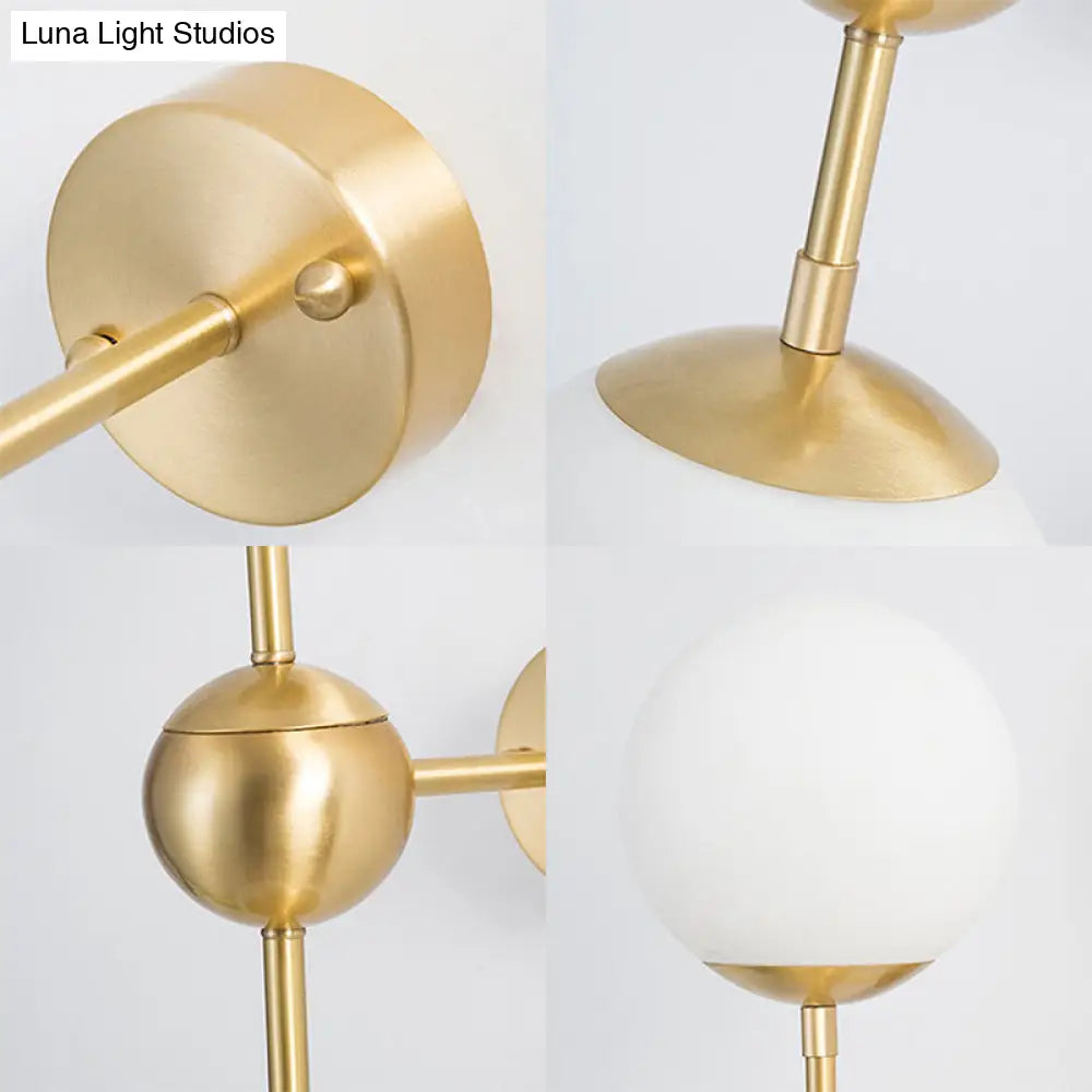 DecorBites™ Modern Globe Wall Sconce Light in Brass with White Glass - Bathroom Lighting Fixture