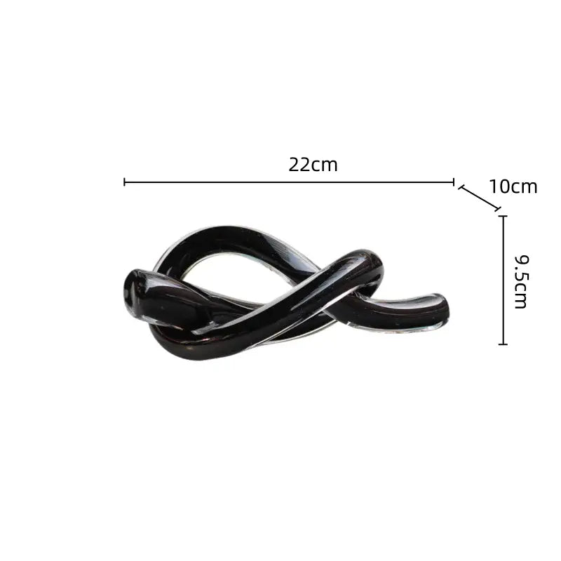Modern glossy black geometric glass sculpture living room knot decor