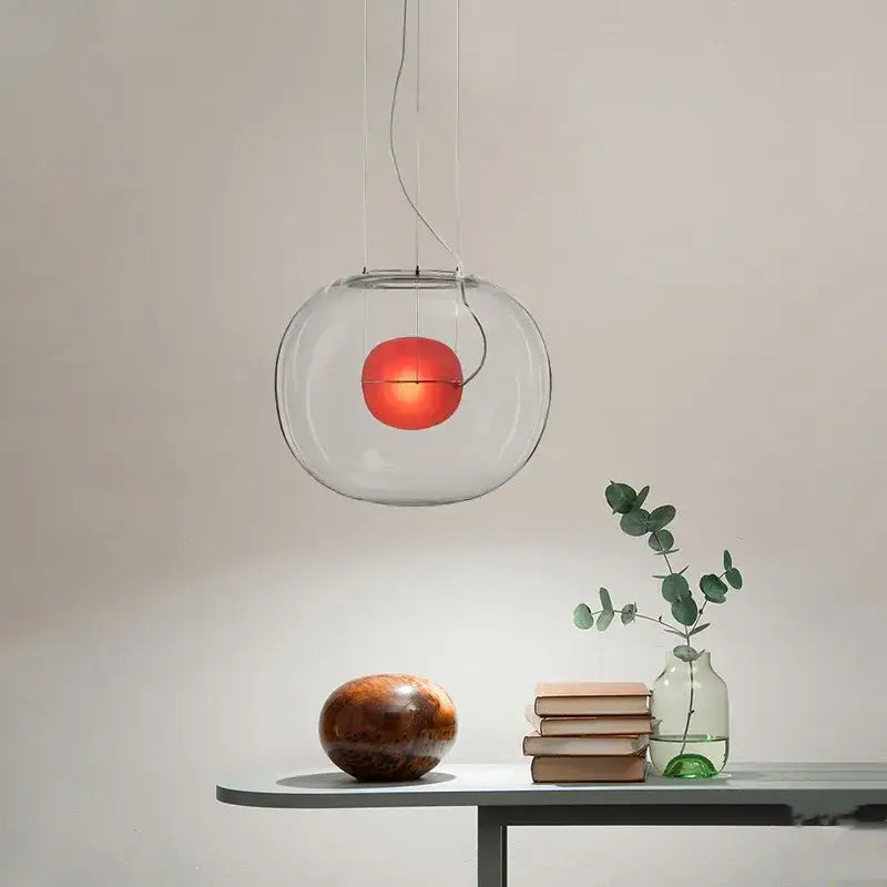 Modern glossy black glass ball pendant light dining room