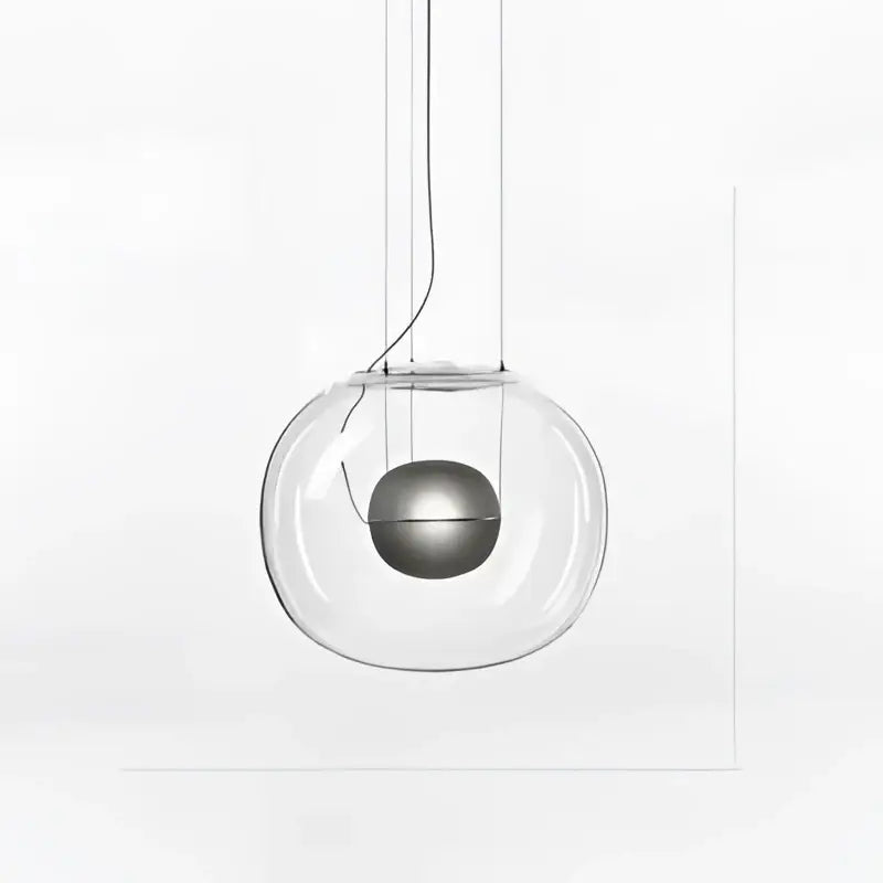 Modern glossy black glass ball pendant light dining room