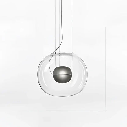 Modern glossy black glass ball pendant light dining room