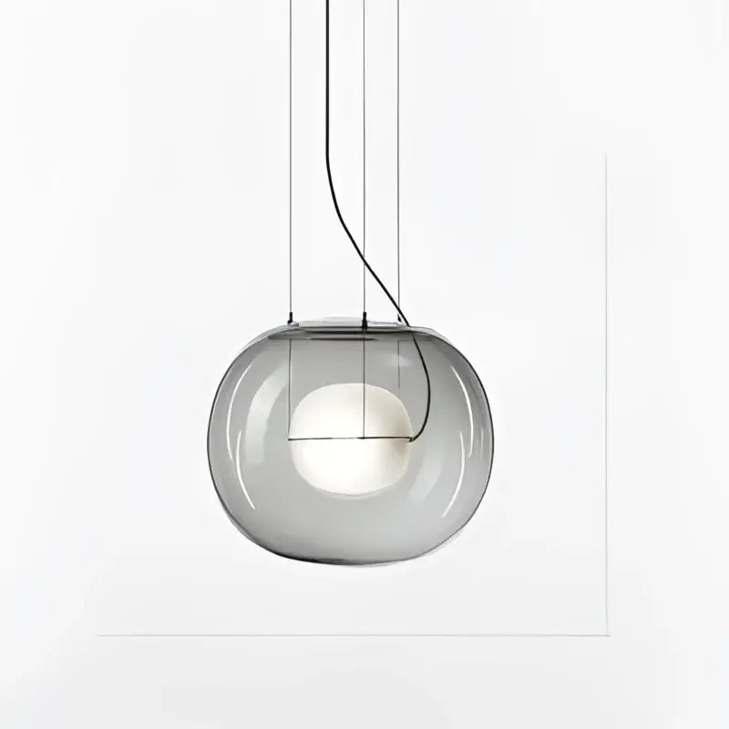 Modern glossy black glass ball pendant light dining room