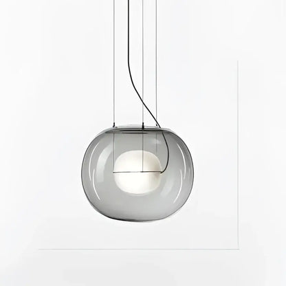 Modern glossy black glass ball pendant light dining room