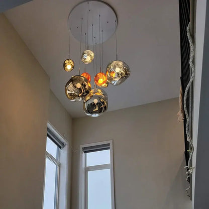 Modern glossy copper glass lava led pendant lights living room