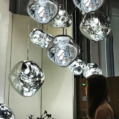 Modern glossy copper glass lava led pendant lights living room