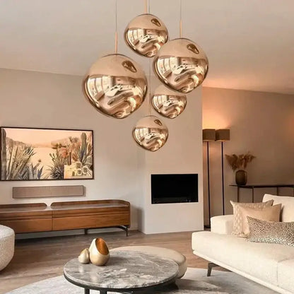 Modern glossy copper glass lava led pendant lights living room
