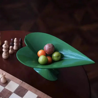 Modern glossy green leaf geometric fruit plate jewelry tray kitchen