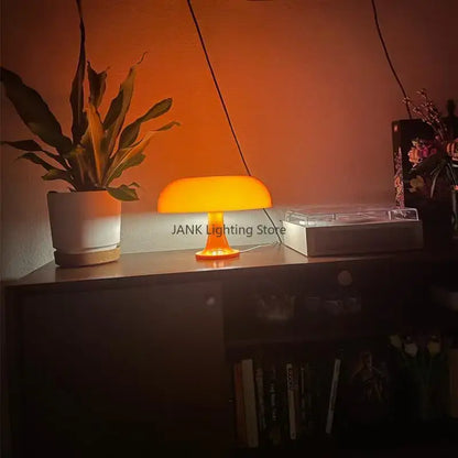 Modern glossy orange mushroom table lamp bedroom led lighting