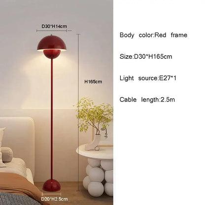 Modern glossy red e27 led modern floor lamp living room dome light