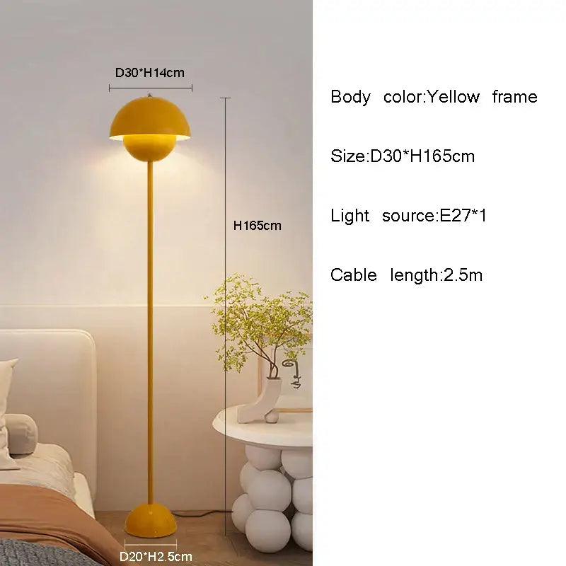 Modern glossy red e27 led modern floor lamp living room dome light
