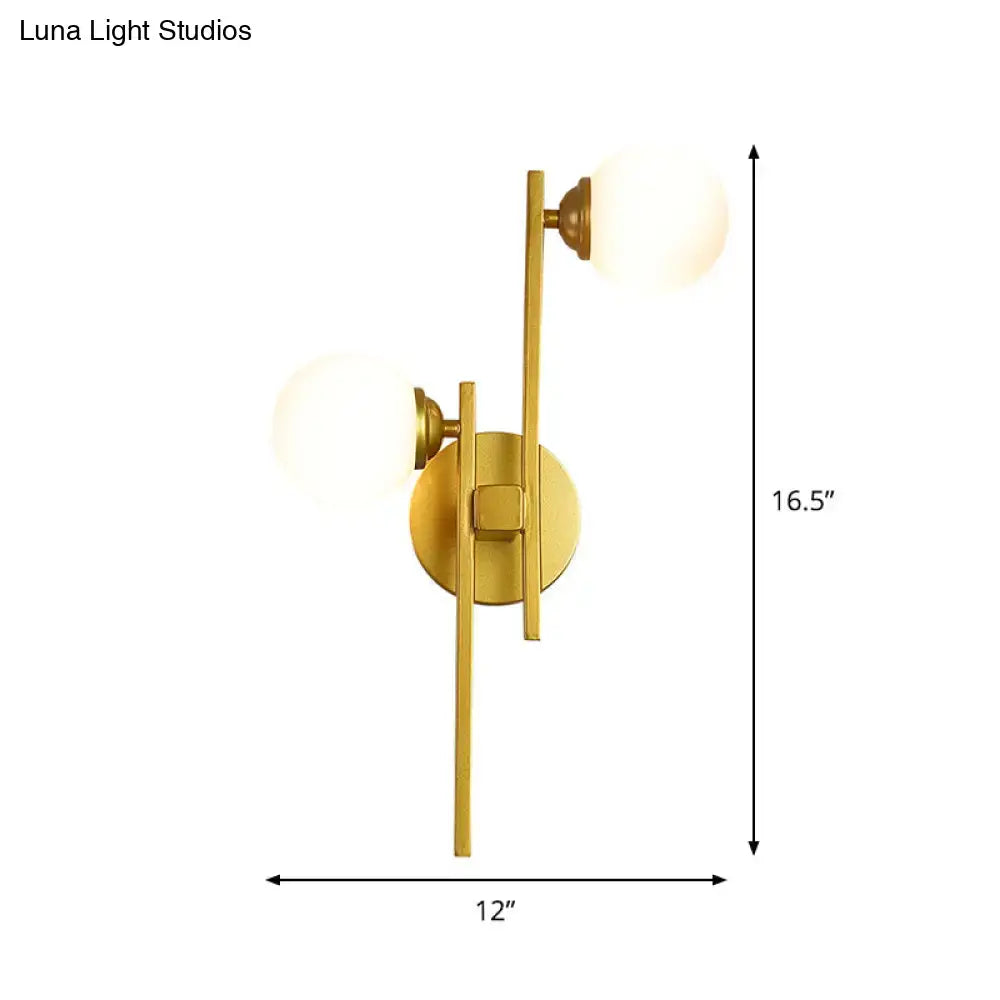 Modern gold 2-light wall lamp living room glass sconce