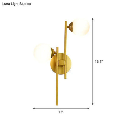 Modern gold 2-light wall lamp living room glass sconce