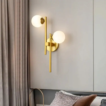 Modern gold 2-light wall lamp living room glass sconce