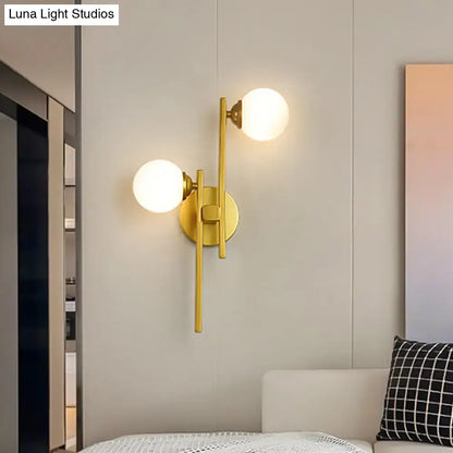 Modern gold 2-light wall lamp living room glass sconce