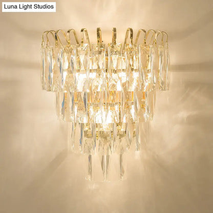 Modern gold 3 head crystal wall sconce living room e12 e14 bulb base
