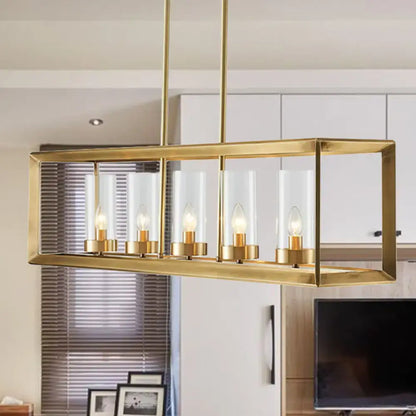 Modern gold 3 light clear glass pendant light dining room