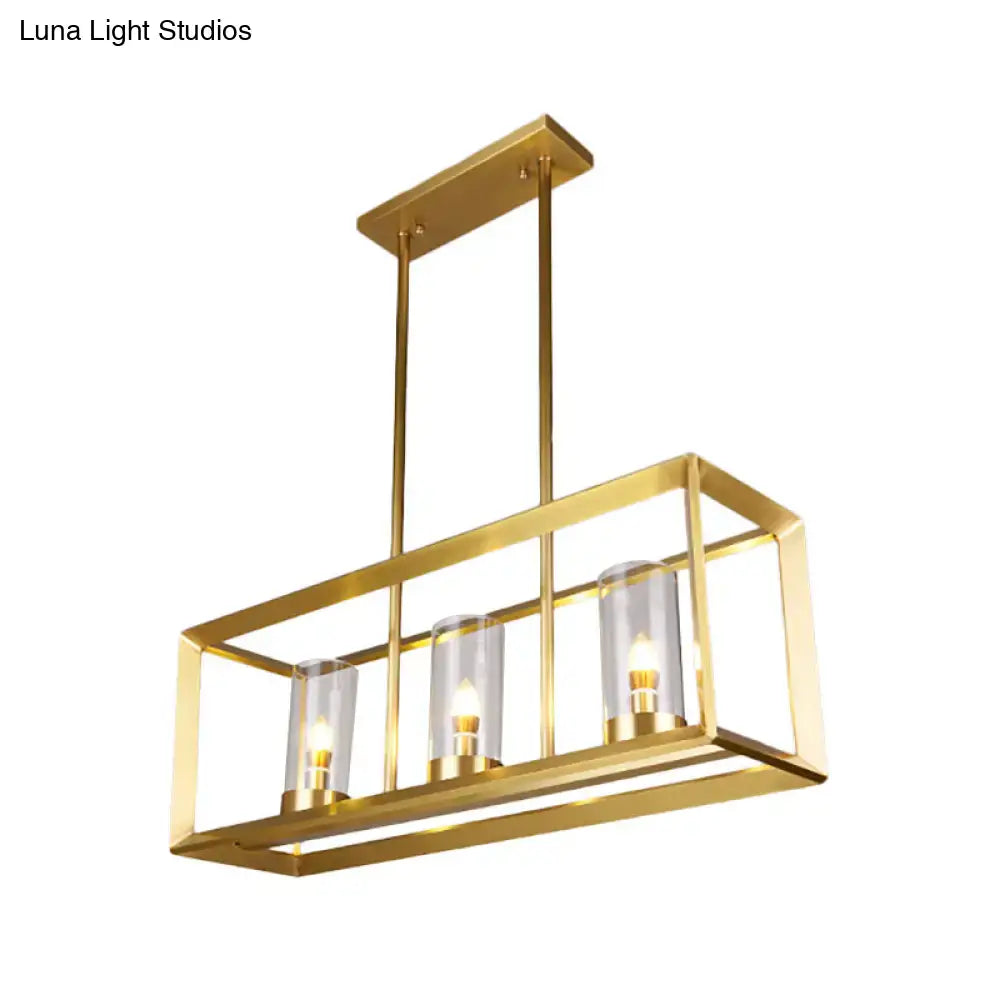 Modern gold 3 light clear glass pendant light dining room
