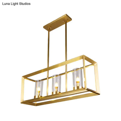 Modern gold 3 light clear glass pendant light dining room