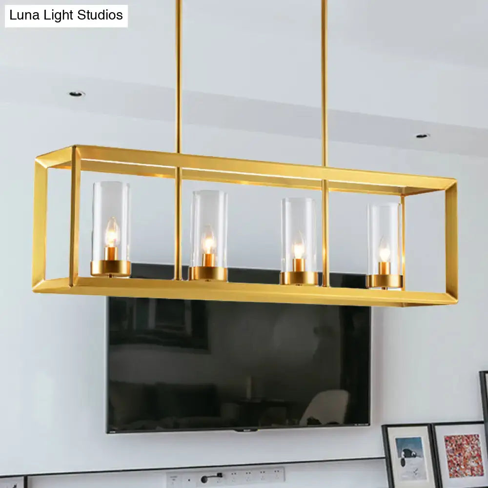 Modern gold 3 light clear glass pendant light dining room