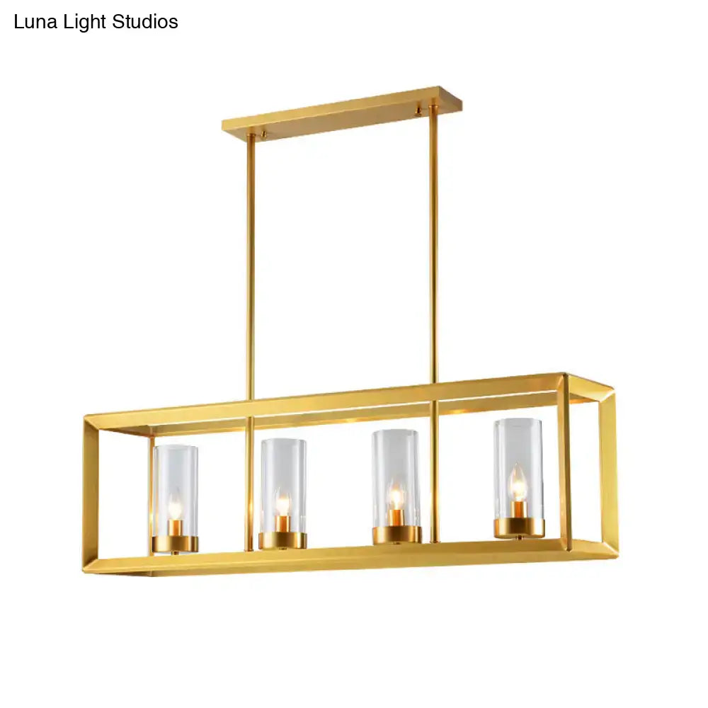 Modern gold 3 light clear glass pendant light dining room