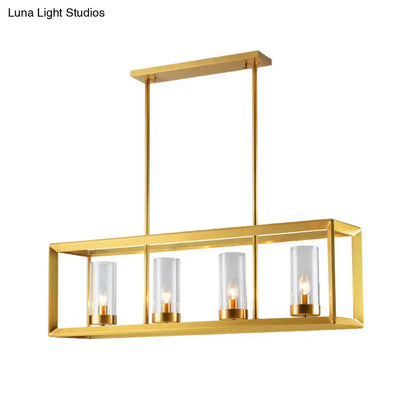 Modern gold 3 light clear glass pendant light dining room