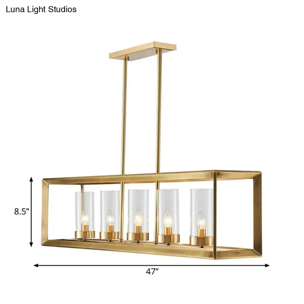 Modern gold 3 light clear glass pendant light dining room