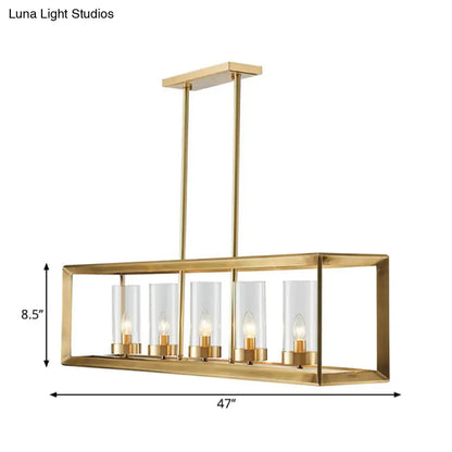 Modern gold 3 light clear glass pendant light dining room