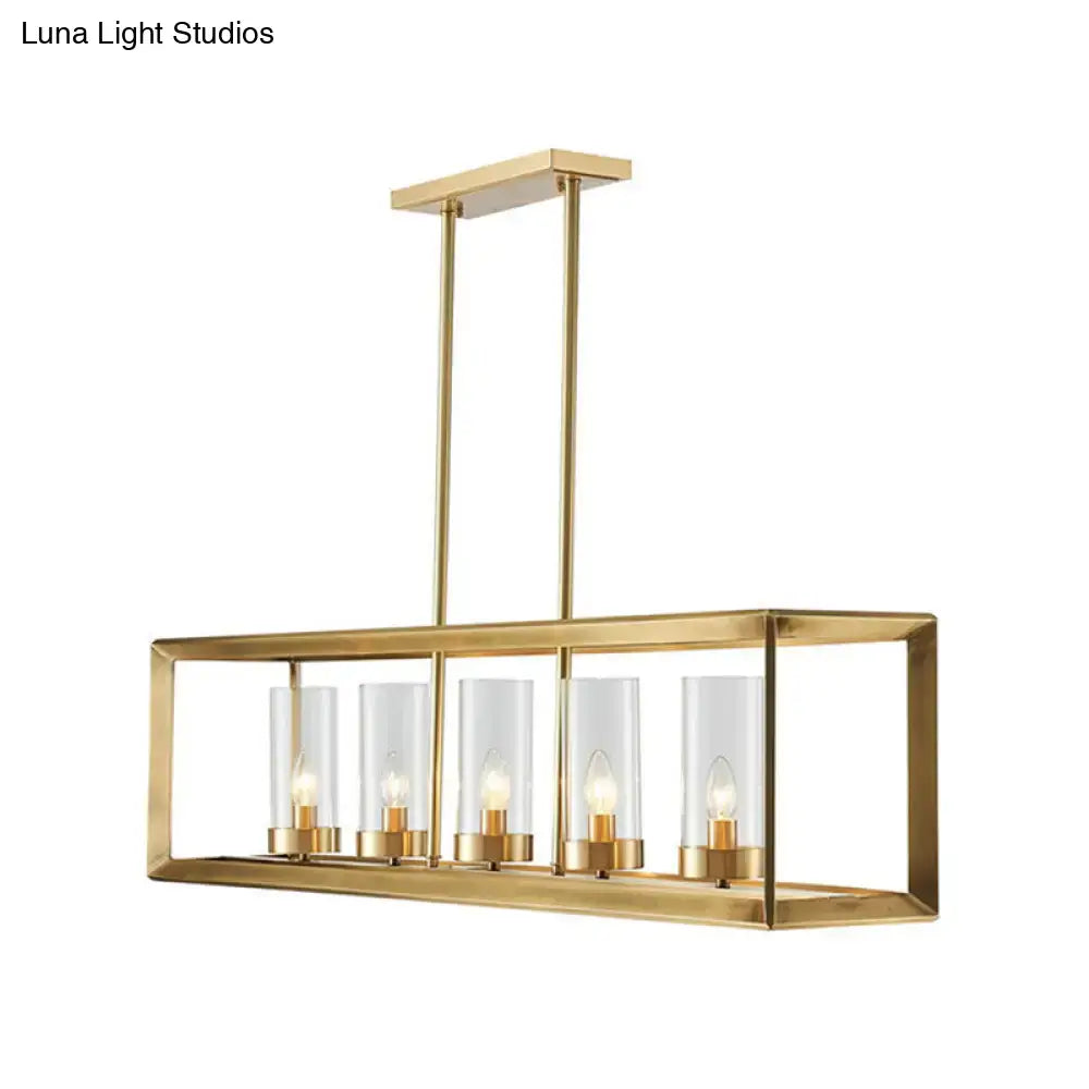 Modern gold 3 light clear glass pendant light dining room