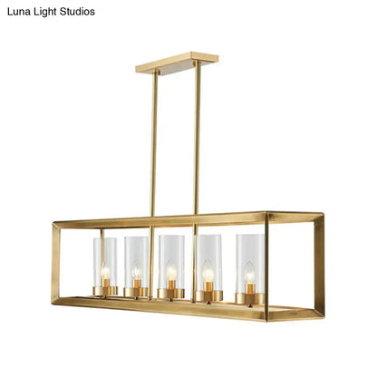 Modern gold 3 light clear glass pendant light dining room
