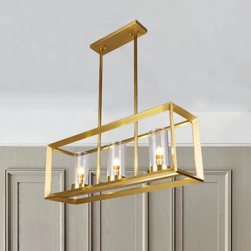 Modern gold 3 light clear glass pendant light dining room
