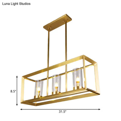 Modern gold 3 light clear glass pendant light dining room