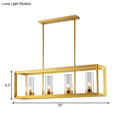 Modern gold 3 light clear glass pendant light dining room