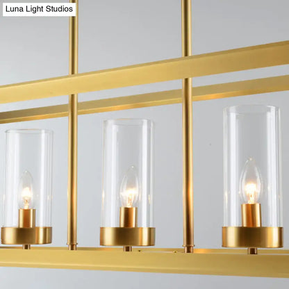 Modern gold 3 light clear glass pendant light dining room