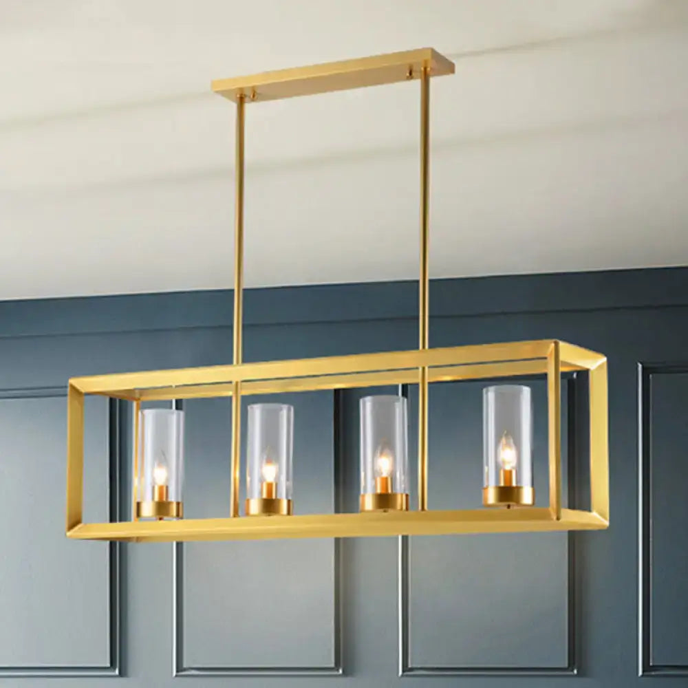 Modern gold 3 light clear glass pendant light dining room