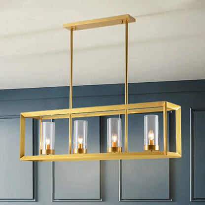 Modern gold 3 light clear glass pendant light dining room