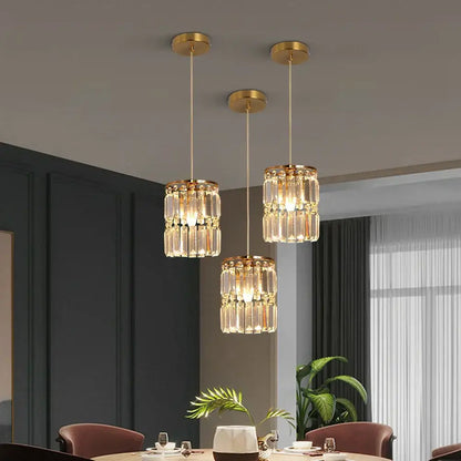 Modern gold 3 tier crystal chandelier pendant light dining room