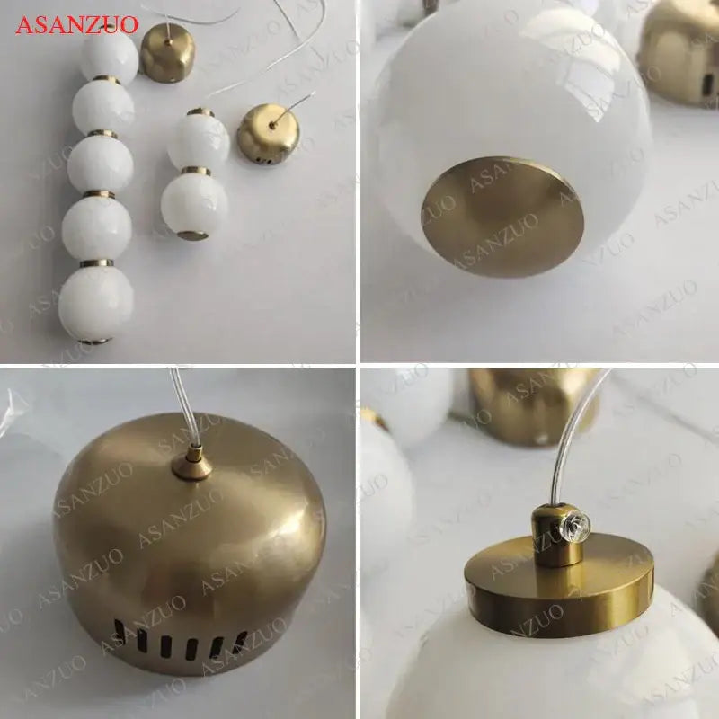 Modern gold 5-sphere glass ball pendant lights dining room cascade